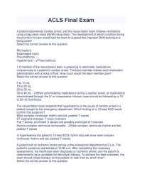 ACLS Exam: Cardiac Arrest, Resuscitation, and Post-Resuscitation Care