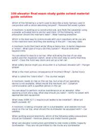 Elevator Final Exam Study Guide: Solved Material