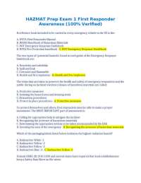 HAZMAT Prep Exam 1 First Responder Awareness (100% Verified)