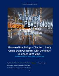 Introduction to Abnormal Psychology