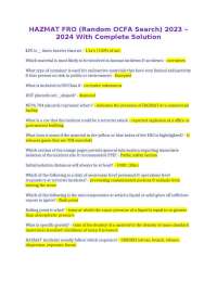 HAZMAT FRO (Random OCFA Search) 2023 – 2024 With Complete Solution