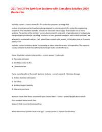 221 Test 2 Fire Sprinkler Systems with Complete Solution 2024 Graded A+