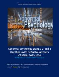 Abnormal psychology Exam 1, 2, and 3 Questions