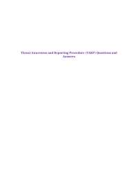 Threat Awareness and Reporting Procedure (TARP) Questions and Answers