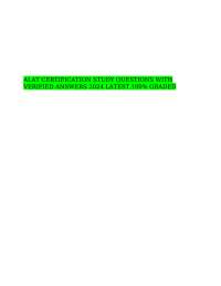 ALAT CERTIFICATION STUDY QUESTIONS WITH VERIFIED ANSWERS 2024 LATEST 100% GRADED