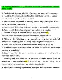 CITI Training, Modules 1-24 (Biomedical Research) Questions and Answers (2024) Verified 