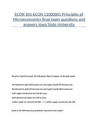 Economics: Gold Market, Price Elasticity, and Supply & Demand Analysis