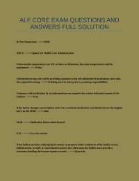 ALF Core Exam Questions and Answers: Assisted Living Facility Regulations