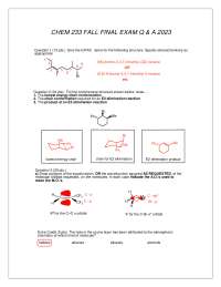CHEM 233 GENERAL ORGANIC CHEMISTRY FALL FINAL EXAM Q & A 2023