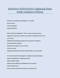 Salesforce Field Service Lightning Exam study complete solution