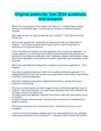 Virginia pesticide Test 2024 questions and answers