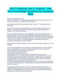 Unit 1 Pesticide Use in Virginia - Test Your Knowledge questions and answers 2024