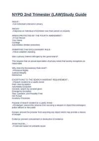 NYPD 2nd Trimester Study Guide: Understanding Search and Seizure Laws