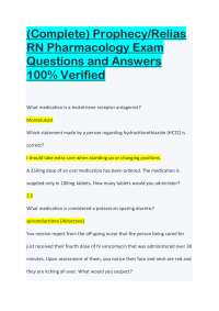 RN Pharmacology Exam Questions and Answers