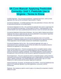 VA Core Manual- Applying Pesticides Correctly- Unit 1. Pesticide Use in Virginia - Terms t