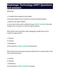 Radiologic Technology ARRT Questions and answers