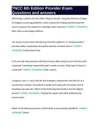 TNCC 8th Edition Provider Exam Questions and Answers: Trauma Nursing