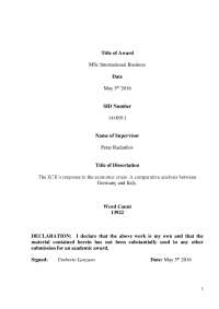 The ECB’s response to the economic crisis. A comparative analysis between Germany and Ital