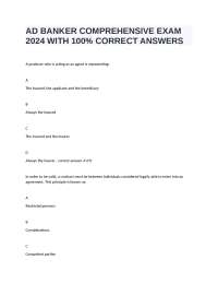 AD BANKER COMPREHENSIVE EXAM 2024 WITH 100% CORRECT ANSWERS GRADED A+
