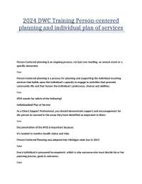 Person-Centered Planning and Individual Plan of Services for Direct Support Professionals