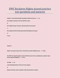 DWC Recipient Rights Annual practice test questions and answers