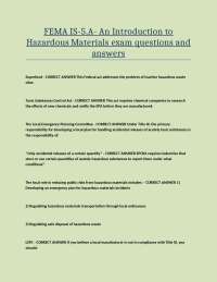FEMA IS-5.A- An Introduction to Hazardous Materials exam questions 