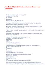 Certified Ophthalmic Assistant Exam new material