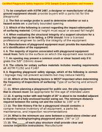 CPSI Sample Exam Questions and Answers for Playground Safety Inspection