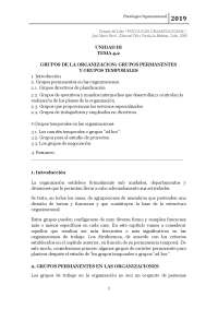 Grupos en las Organizaciones: Permanentes y Temporales