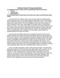 Disenfranchisement of Black Voters in the Late 1800s