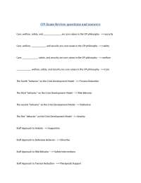 CPI Exam Review: Core Values, Crisis Model, Staff Approaches, Communication Techniques