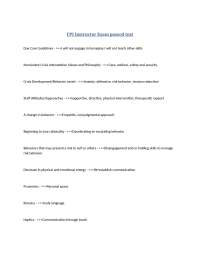 CPI Instructor Exam: Guidelines for Nonviolent Crisis Intervention