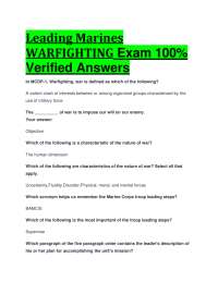 Leading Marines WARFIGHTING Exam 100%  Verified Answers 2024/2025 