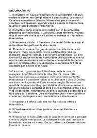 Locandiera di Goldoni, riassunto, secondo e terzo atto, scena per scena