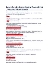 Pesticide Applicator General Exam Questions and Answers
