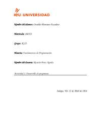 Desarrollo de programas en Fundamentos de Programación