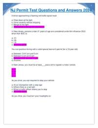 NJ Permit Test Questions and Answers 2024