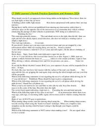 CT DMV Learner's Permit Practice Questions and Answers 2024