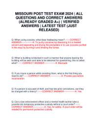 MISSOURI POST TEST EXAM 2024 | ALL QUESTIONS AND CORRECT ANSWERS (ALREADY GRADED A+) | VER