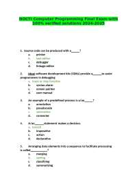 NOCTI Computer Programming Final Exam-with 100% verified solutions 2024-2025.docx