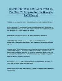 GA PROPERTY & CASUALTY TEST (A Pre-Test To Prepare for the Georgia PASS Exam)