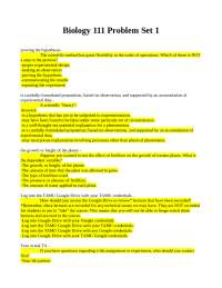 Scientific Method, Hypothesis, and Experimentation in Biology 111
