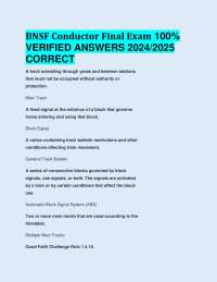 BNSF Conductor Final Exam 100%  VERIFIED ANSWERS 2024/2025  CORRECT