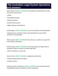 Understanding the Australian Legal System: Sources, Categories, and Functions