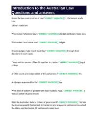 Introduction to the Australian Legal System: Sources, Courts, and Lawmaking Process