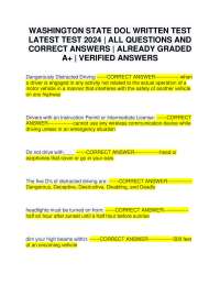 WASHINGTON STATE DOL WRITTEN TEST LATEST TEST 2024 | ALL QUESTIONS AND CORRECT ANSWERS