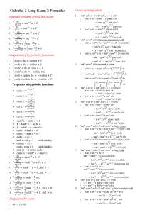Calculus 2 Cheat Sheet Formulas