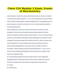 Chem 210 Module 3 Exam: Biochemistry Short Response Questions