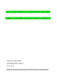 ACLS EXAM VERSION A 50 QUESTIONS WITH 100%    CORRECT ANSWERS 2023-2024 UPDATE GRADED A+