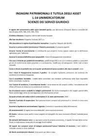 INDAGINI PATRIMONIALI E TUTELA DEGLI ASSET  L-14 UNIMERCATORUM